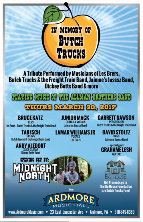 BUTCH TRUCKS TRIBUTE AT ARDMORE MUSIC HALL FEATURES EXTENDED ALLMANS FAMILY MEMBERS